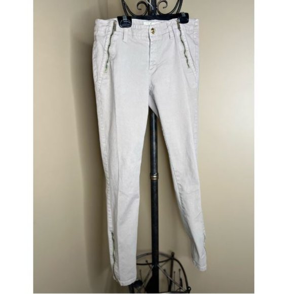 Michael Kors Womens Stretch Denim Straight Jeans Mid Rise Ankle Zip Size 4 White - Picture 1 of 5